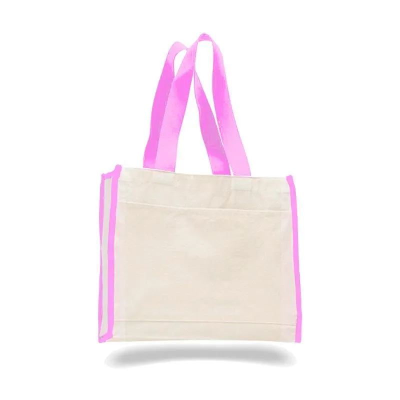 CUSTOM HEAVY CANVAS TOTE BAG WITH COLORED TRIM