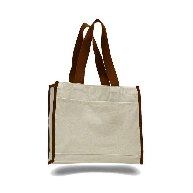 CUSTOM HEAVY CANVAS TOTE BAG WITH COLORED TRIM