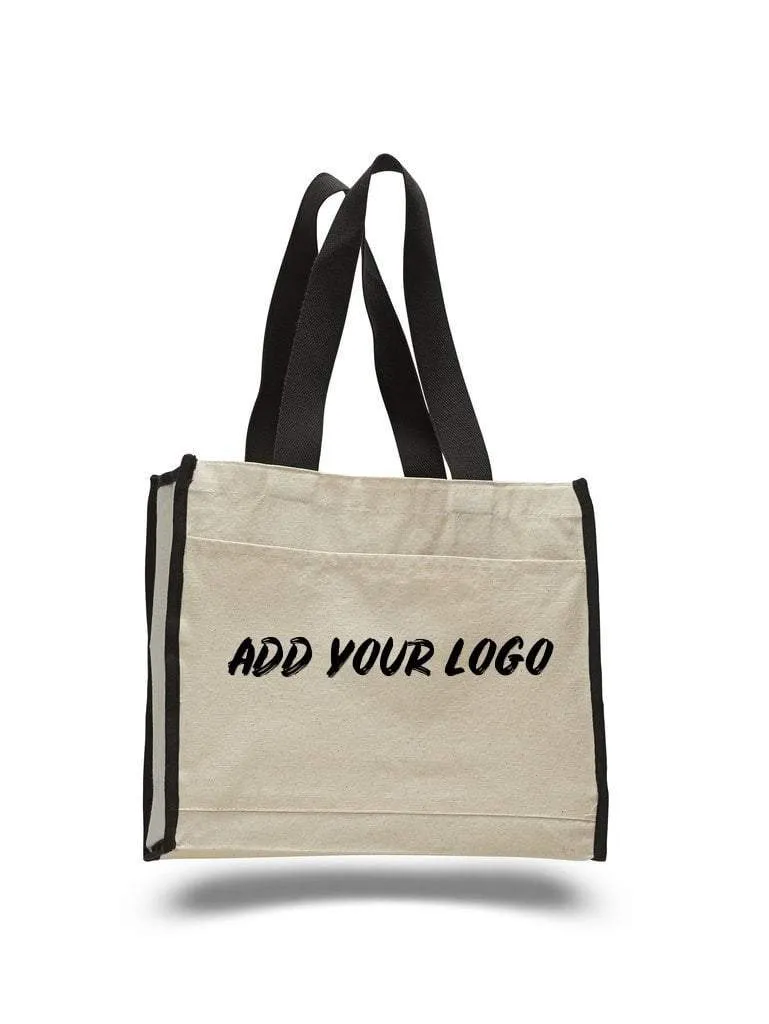 CUSTOM HEAVY CANVAS TOTE BAG WITH COLORED TRIM