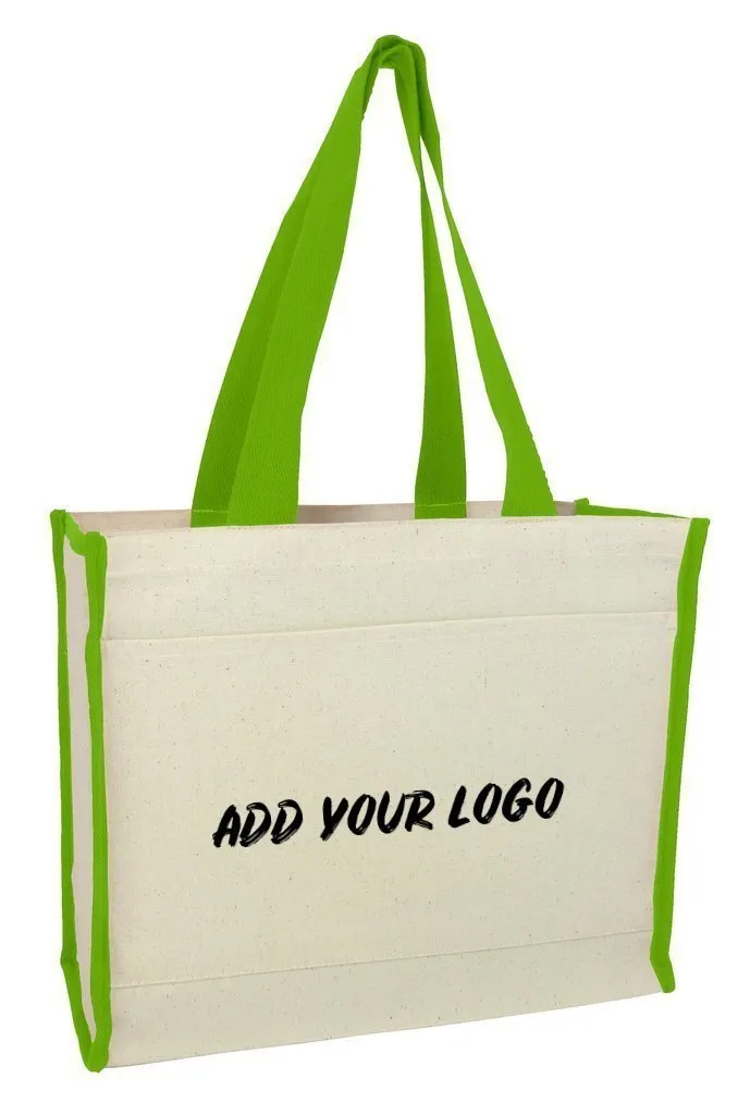 CUSTOM HEAVY CANVAS TOTE BAG WITH COLORED TRIM