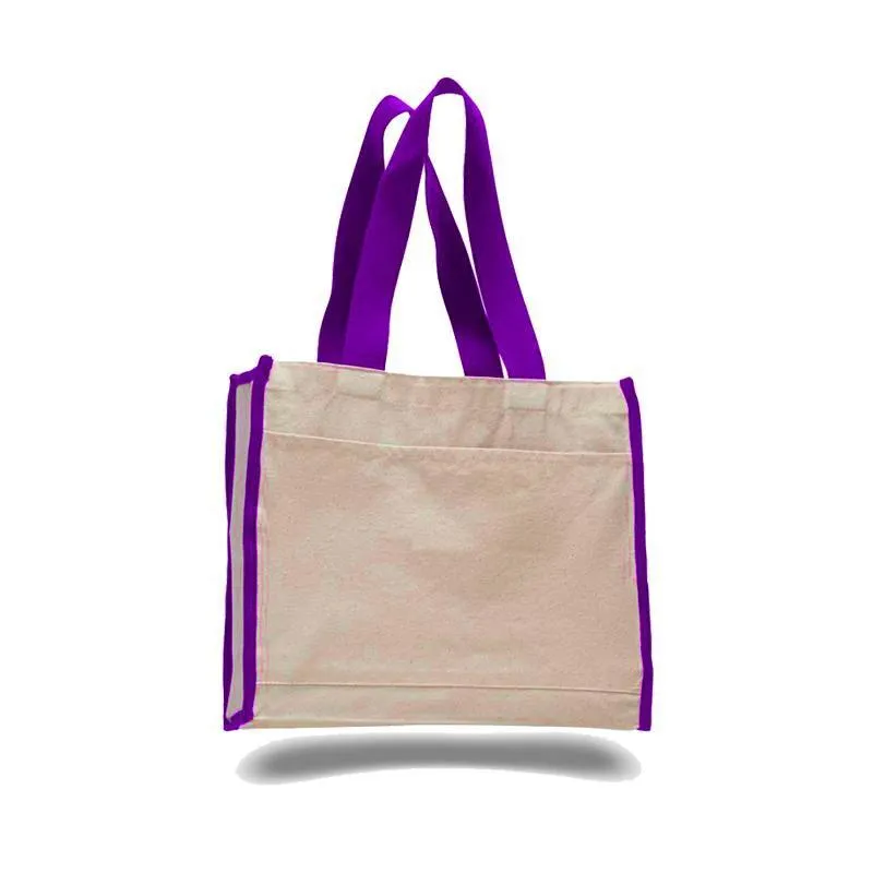 CUSTOM HEAVY CANVAS TOTE BAG WITH COLORED TRIM