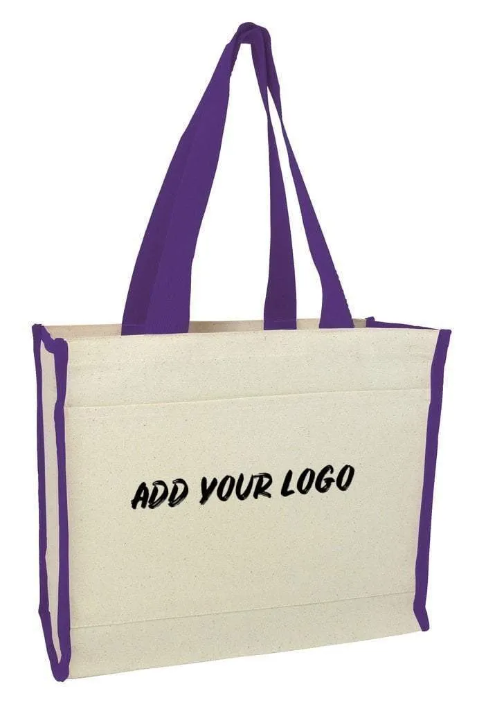 CUSTOM HEAVY CANVAS TOTE BAG WITH COLORED TRIM