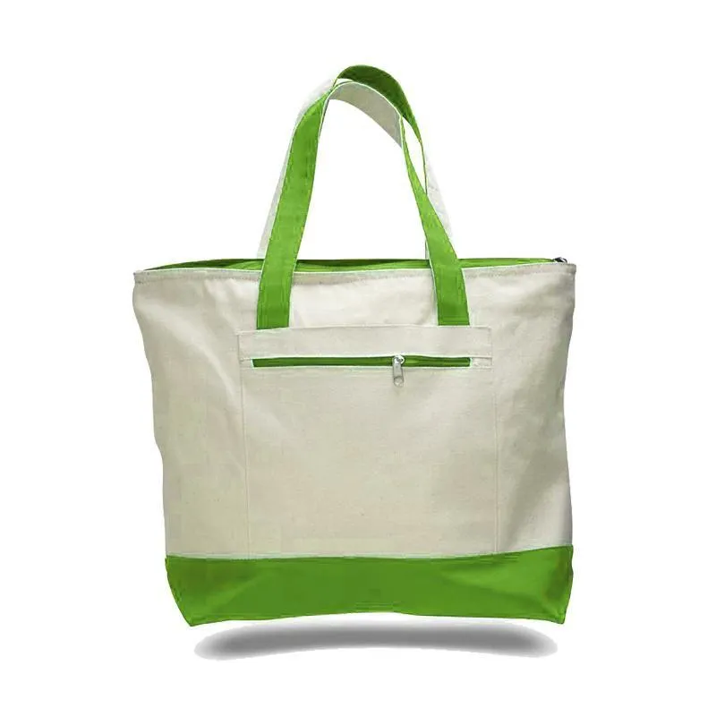 CUSTOM HEAVY CANVAS ZIPPERED SHOPPING TOTE BAGS