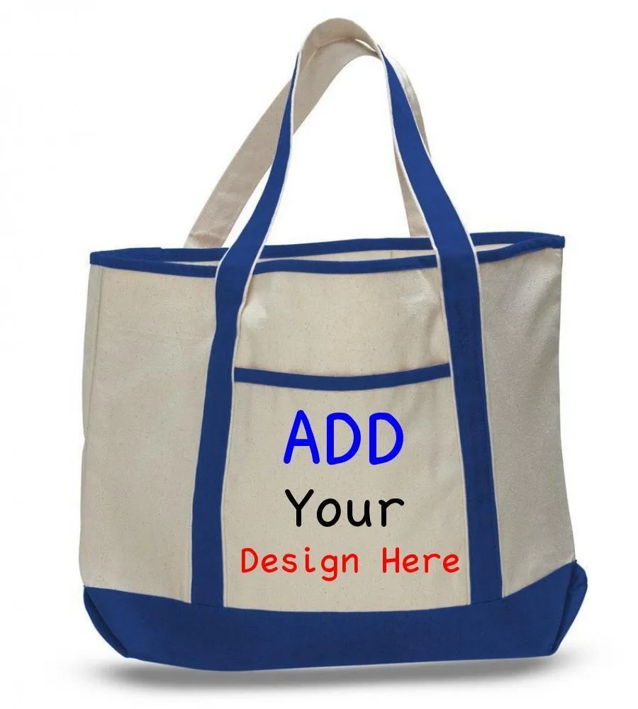 CUSTOM JUMBO SIZE HEAVY CANVAS DELUXE TOTE BAG