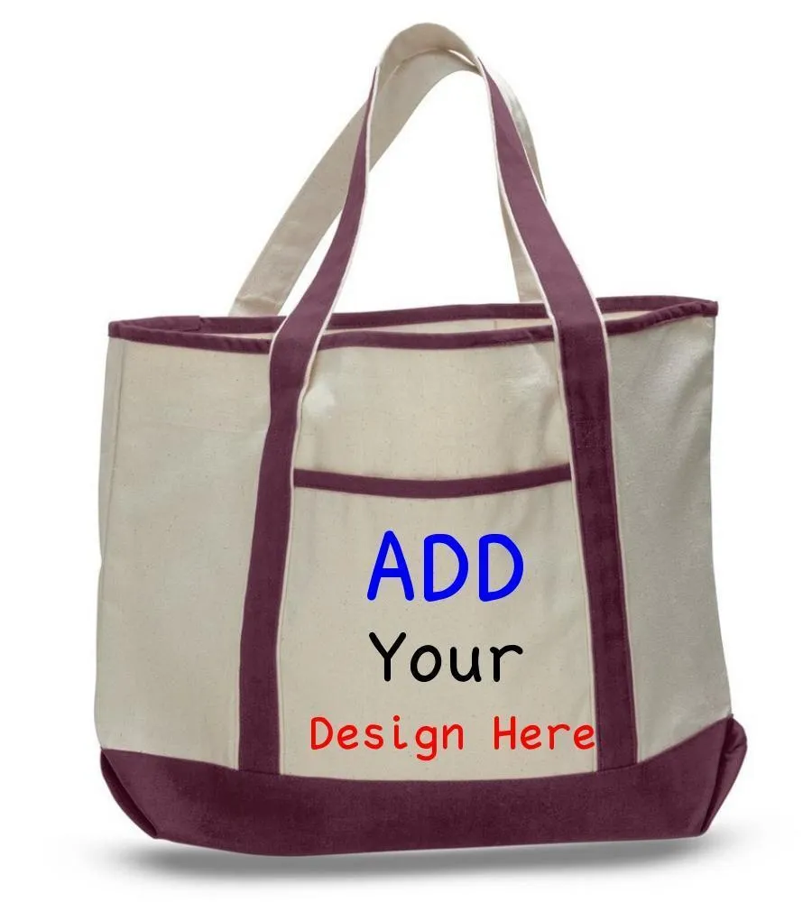 CUSTOM JUMBO SIZE HEAVY CANVAS DELUXE TOTE BAG