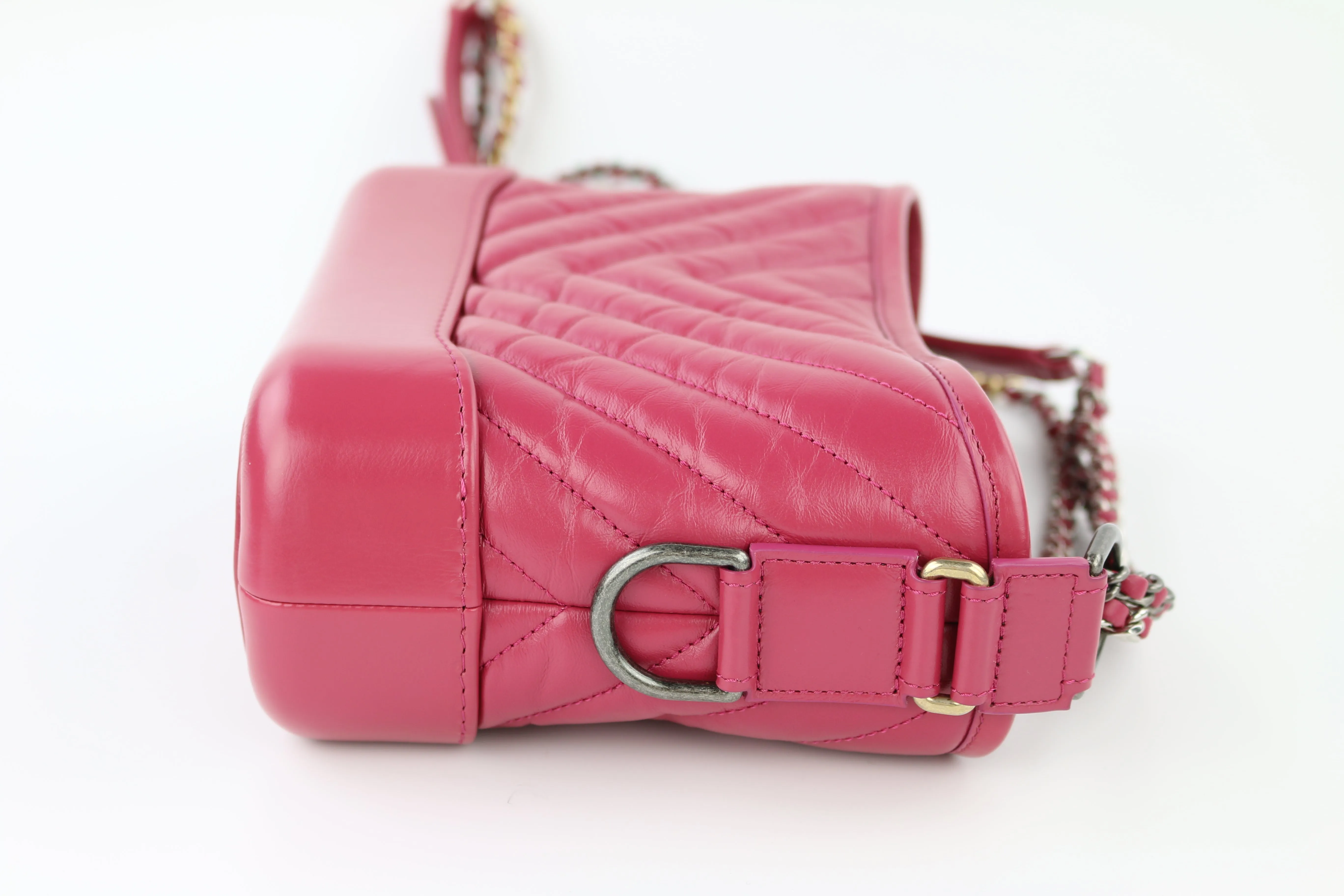 Dark Pink Aged Calfskin Small Gabrielle Hobo