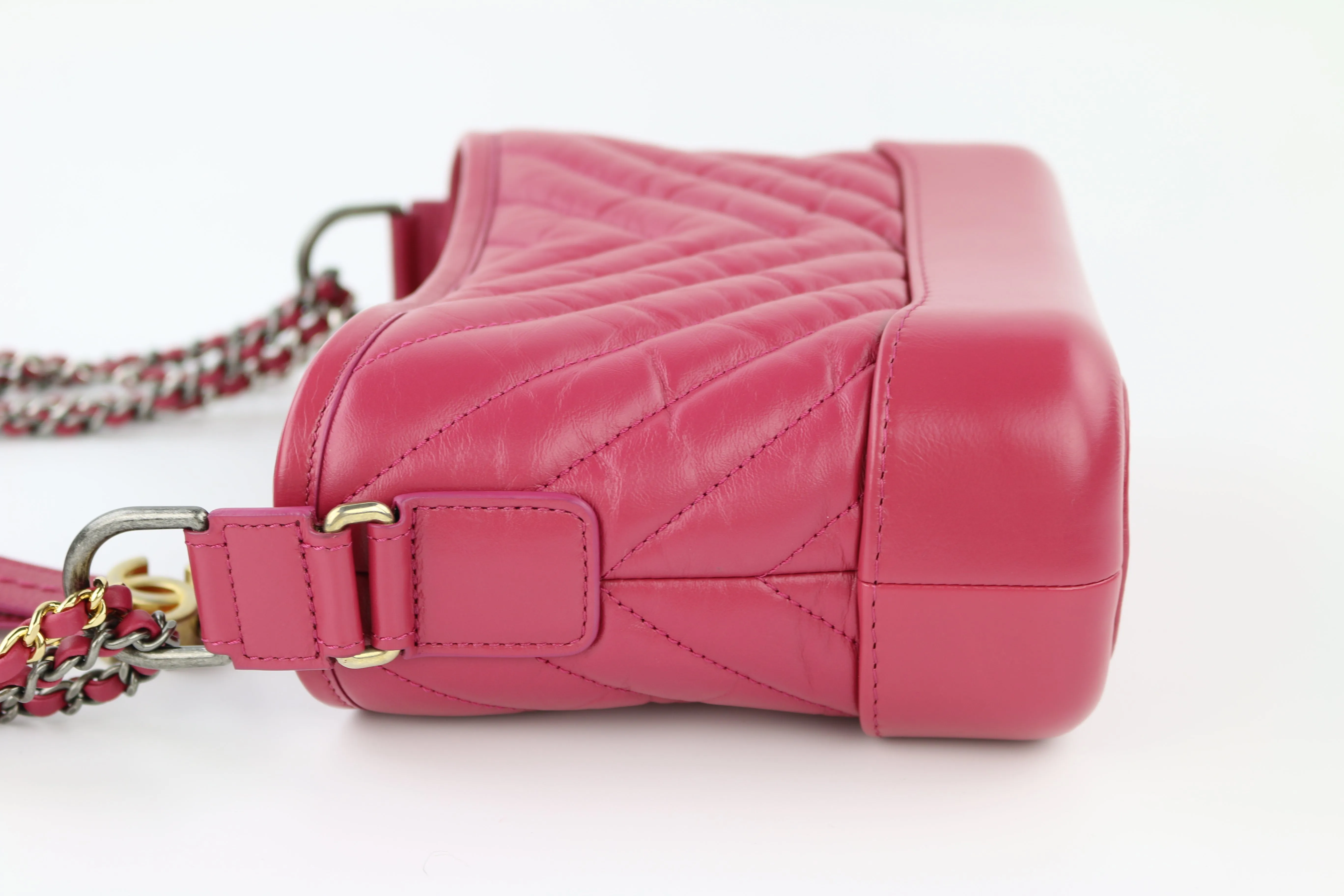 Dark Pink Aged Calfskin Small Gabrielle Hobo