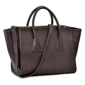 Dasein Faux Leather Winged Satchel with Double Zipper Pockets