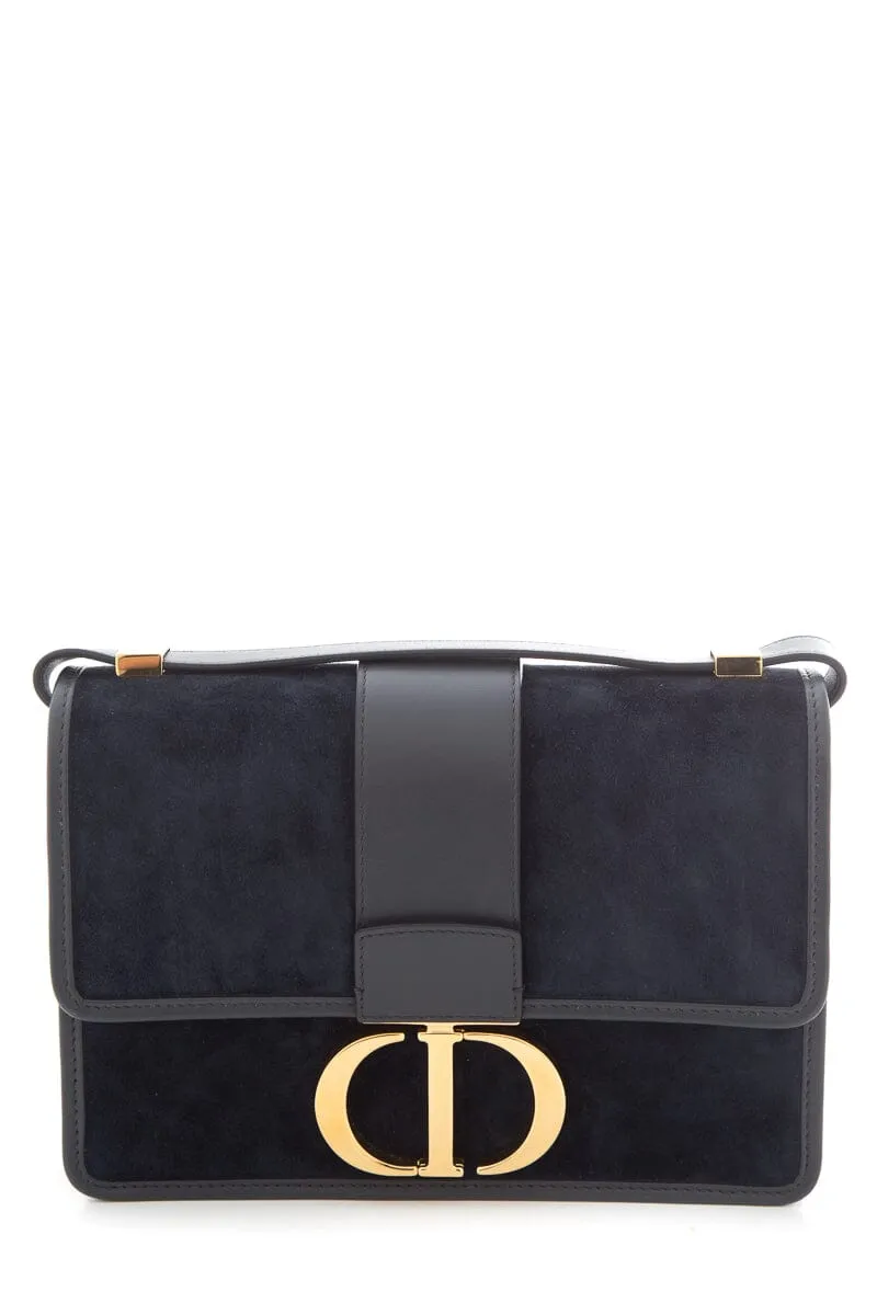 Dior 30 Montaigne Flap Bag in Navy Suede