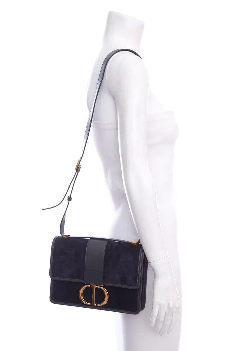 Dior 30 Montaigne Flap Bag in Navy Suede