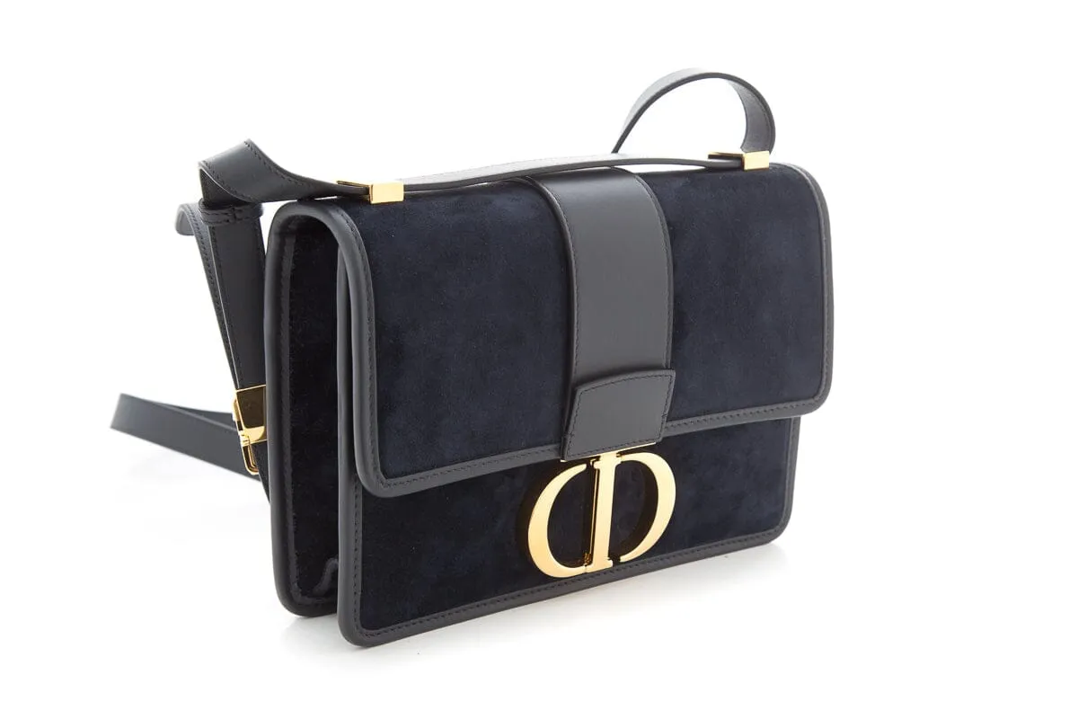 Dior 30 Montaigne Flap Bag in Navy Suede