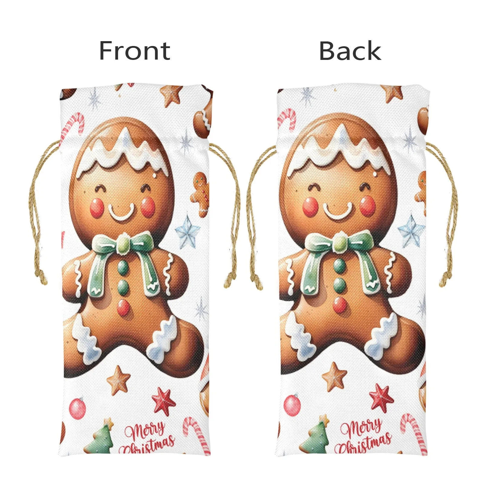 Gingerbread Man awd316 Linen Wine Bottle Bag