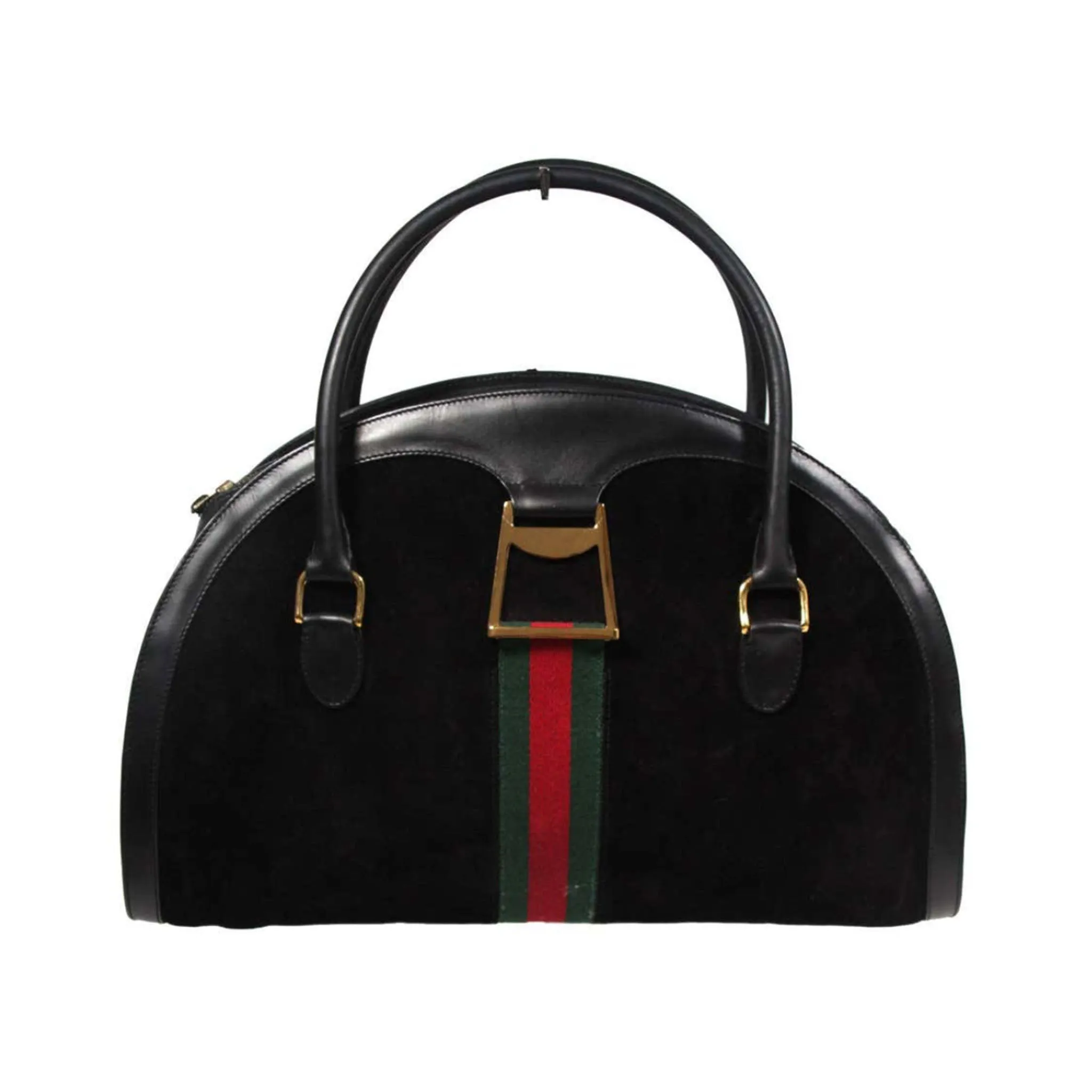 GUCCI Black Leather Suede Purse w/ Gold Hardware