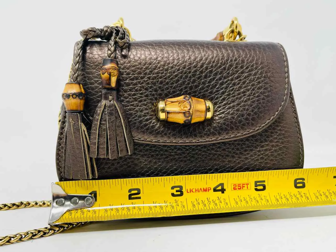 Gucci Bronze Pebbled Leather Vintage Designer Crossbody Purse