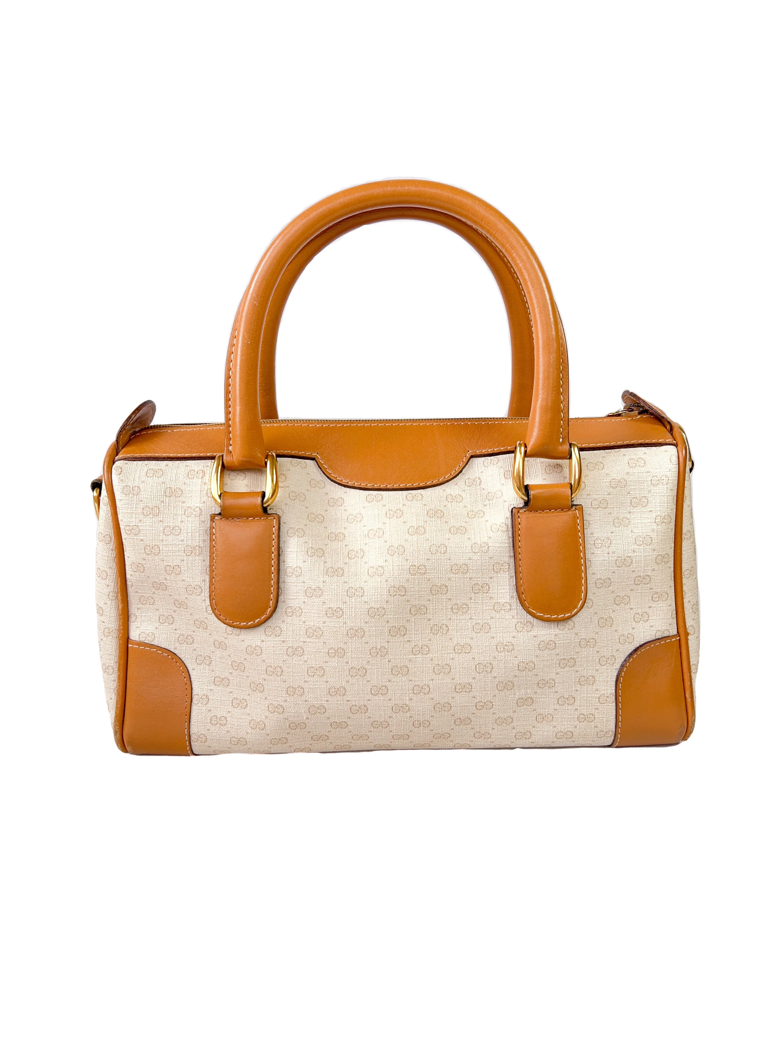 Gucci cream and brown signature satchel