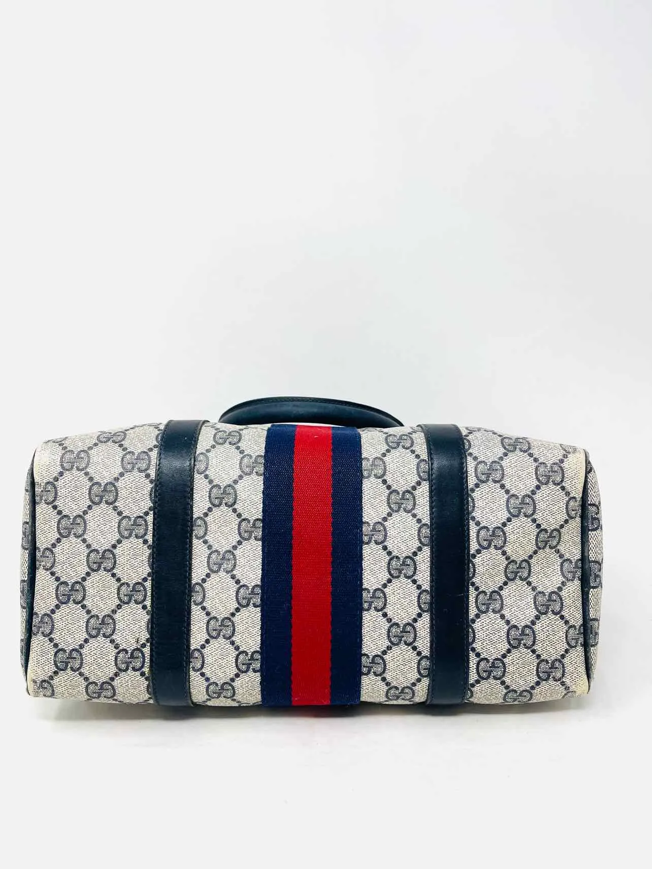 Gucci Navy/Beige Signature Coated Canvas Vintage Designer Purse