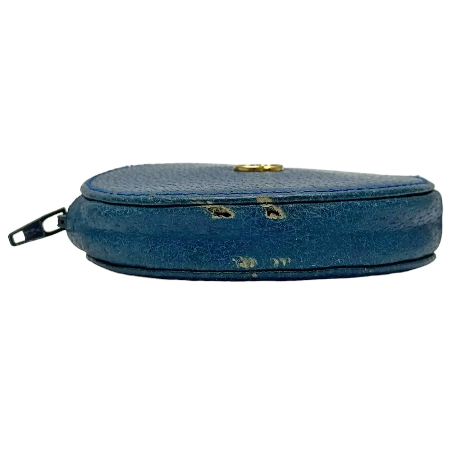 GUCCI Vintage Leather Round Coin Purse - Blue