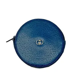 GUCCI Vintage Leather Round Coin Purse - Blue