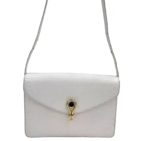 GUCCI Vintage Lizard Shoulder Bag - Off-White