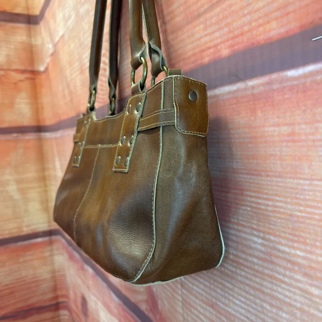 HOBO INTERNATIONAL BROWN LEATHER SHOULDER BAG TC3