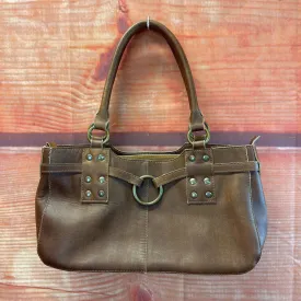 HOBO INTERNATIONAL BROWN LEATHER SHOULDER BAG TC3