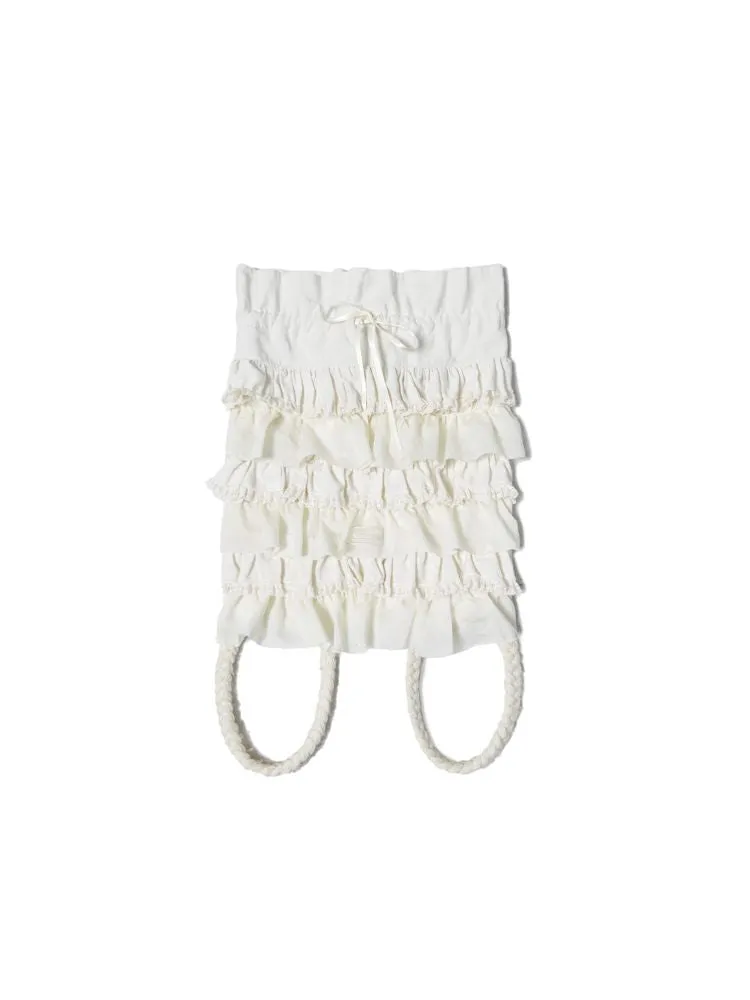 Lace Design Ribbon Drawstring Shoulder Bag【s0000008596】