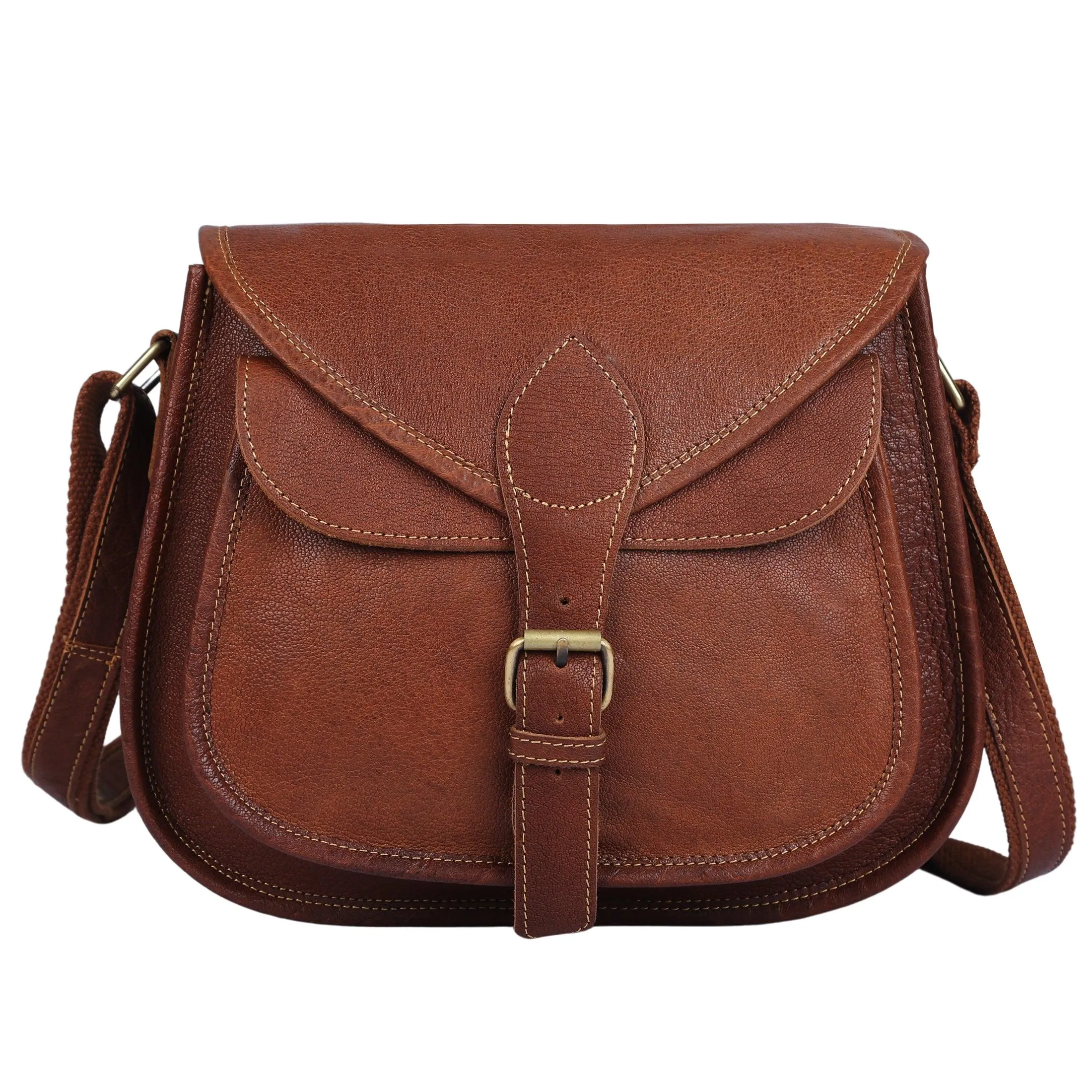 Leather Crossbody 12 inch Bag for women purse tote ladies bags satchel travel tote shoulder bag(Tan)