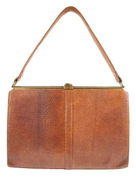 Light Tan Lizard Skin Vintage Frame Bag