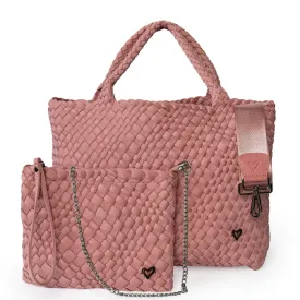 London Large Woven Tote - Rose