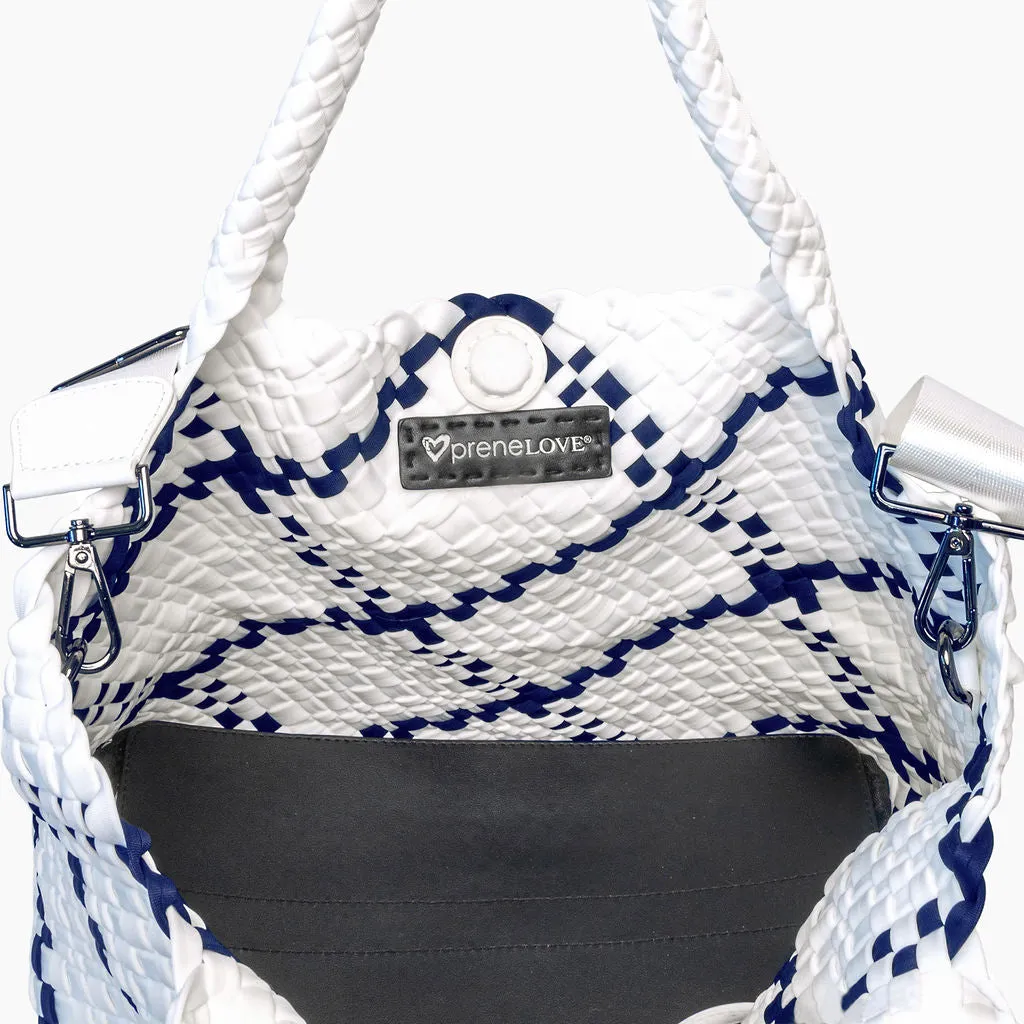 London Large Woven Tote - White & Navy