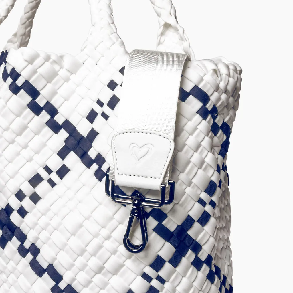 London Large Woven Tote - White & Navy