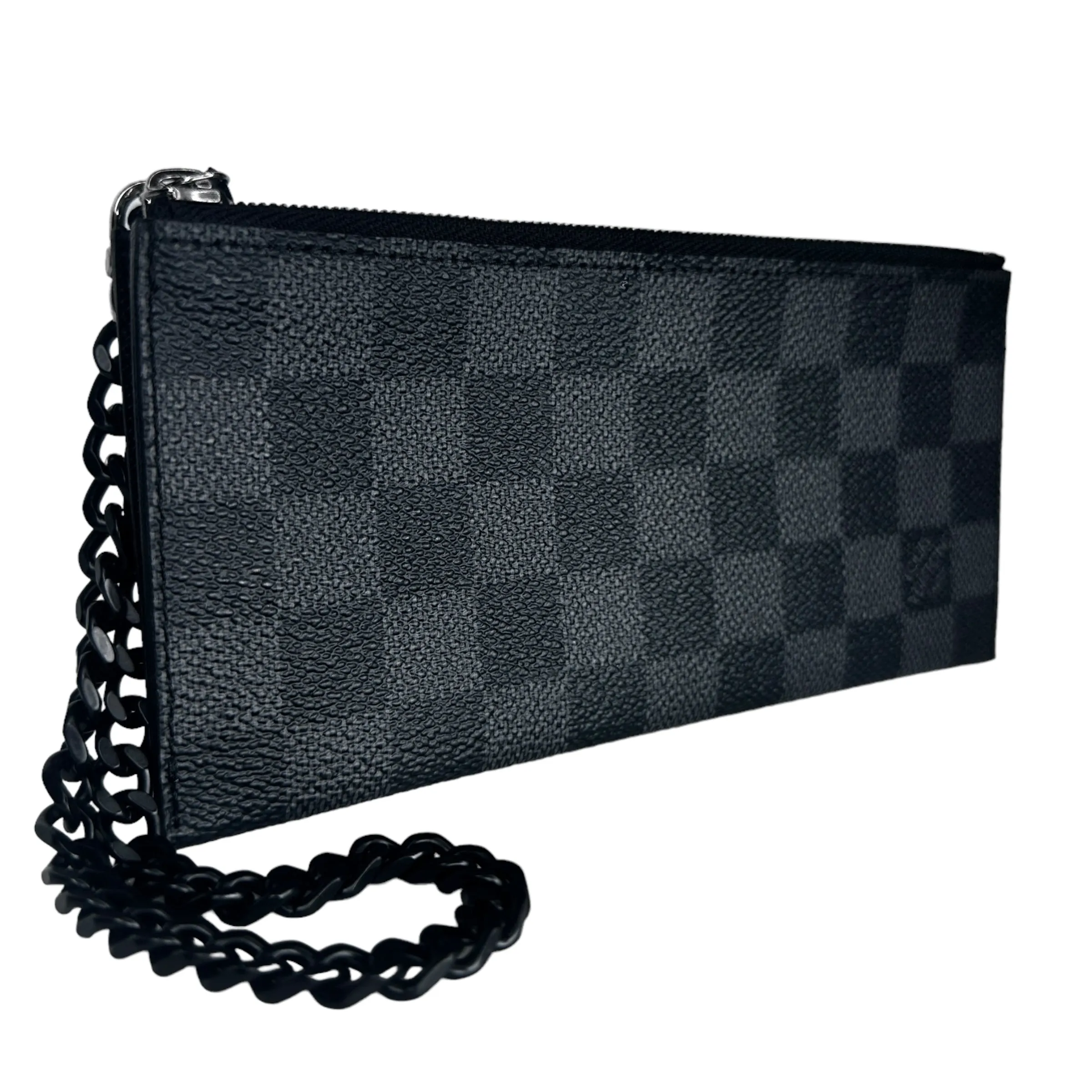 LOUIS VUITTON Damier Graphite Zip Pouch with Wrist Chain