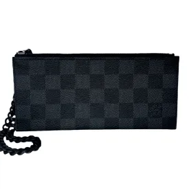 LOUIS VUITTON Damier Graphite Zip Pouch with Wrist Chain