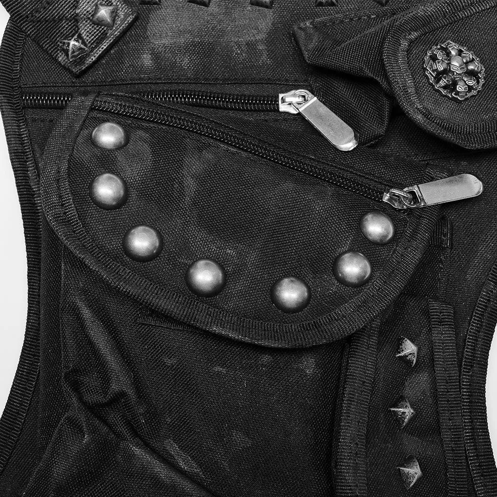 Men's Punk Big-Pocket Rivet Waist Bag