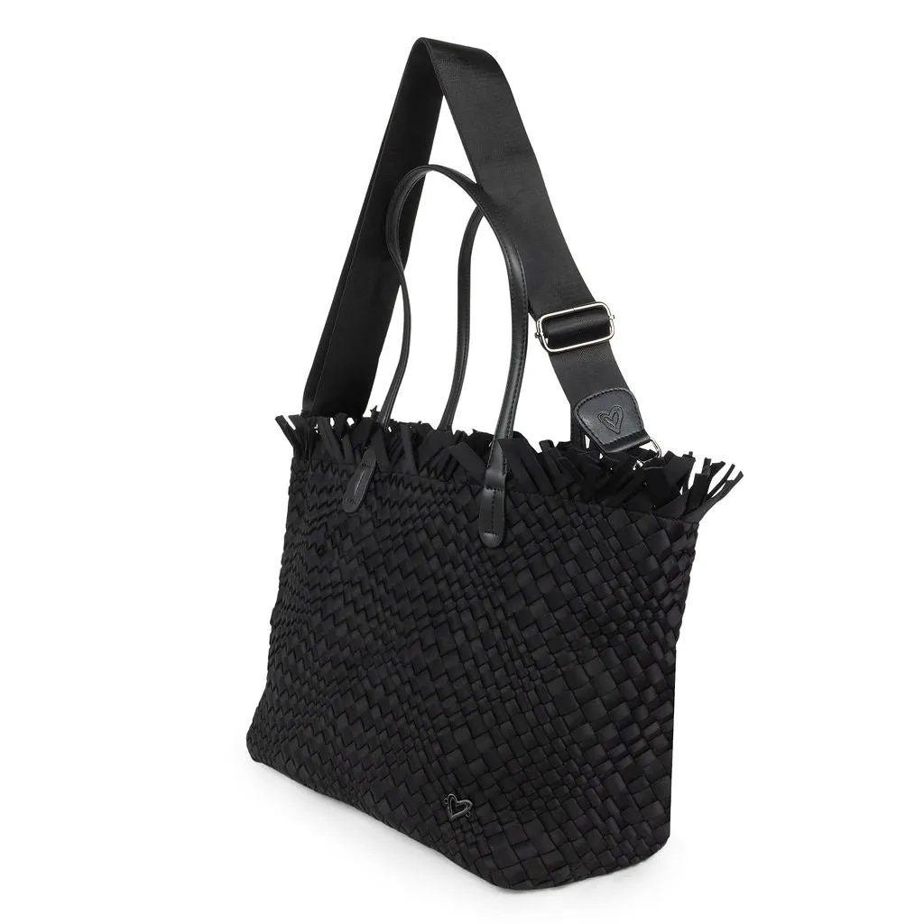 NEW Vulcan Woven Large Tote (Fringed Top) - Black