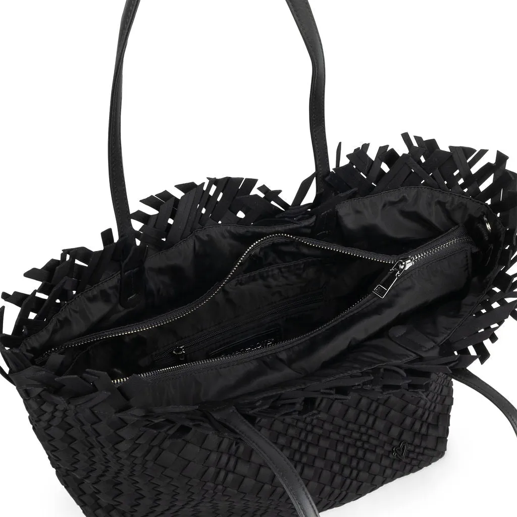 NEW Vulcan Woven Large Tote (Fringed Top) - Black