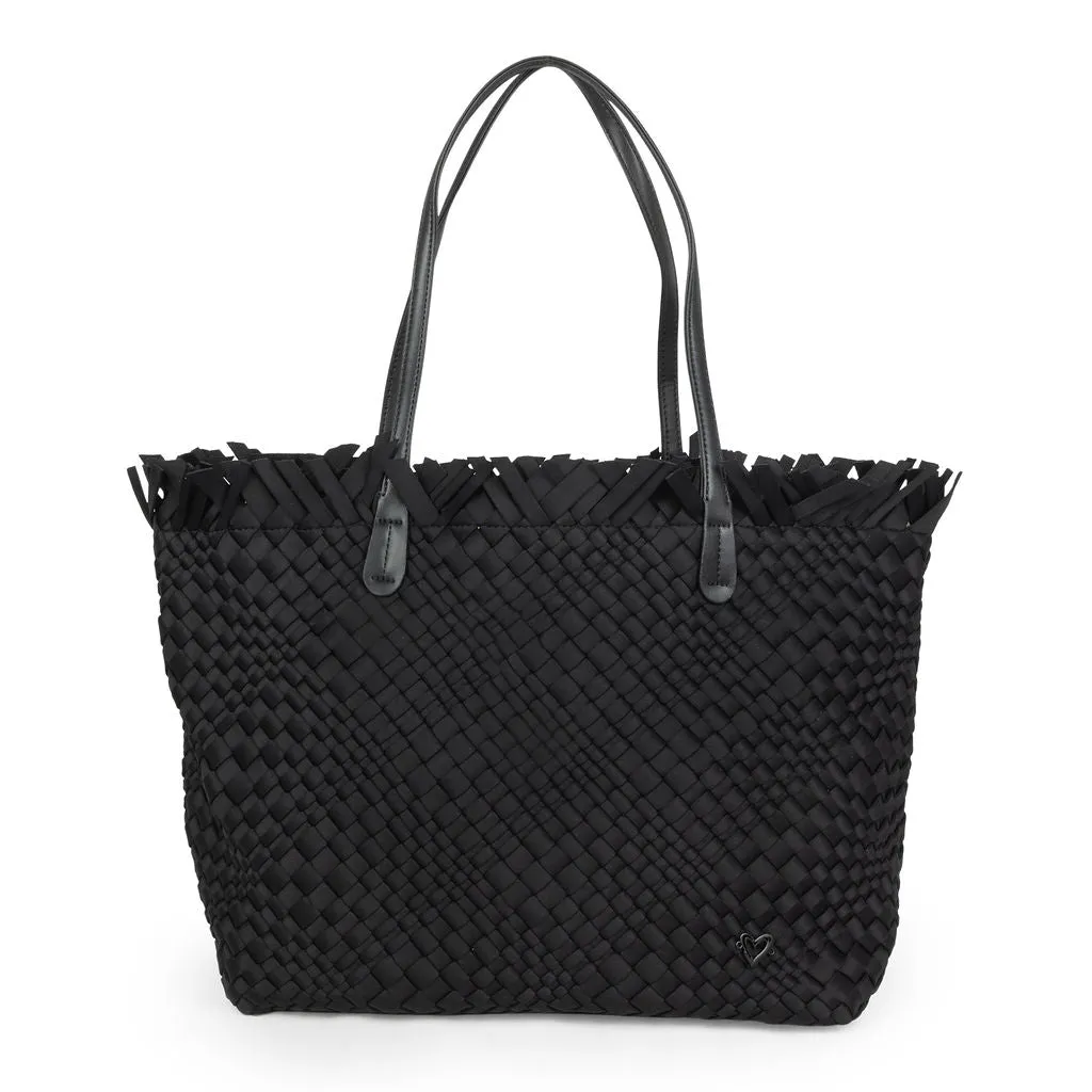 NEW Vulcan Woven Large Tote (Fringed Top) - Black