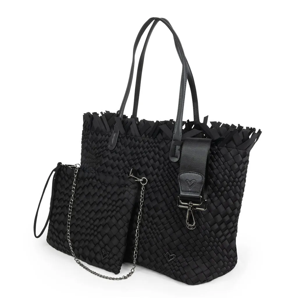 NEW Vulcan Woven Large Tote (Fringed Top) - Black