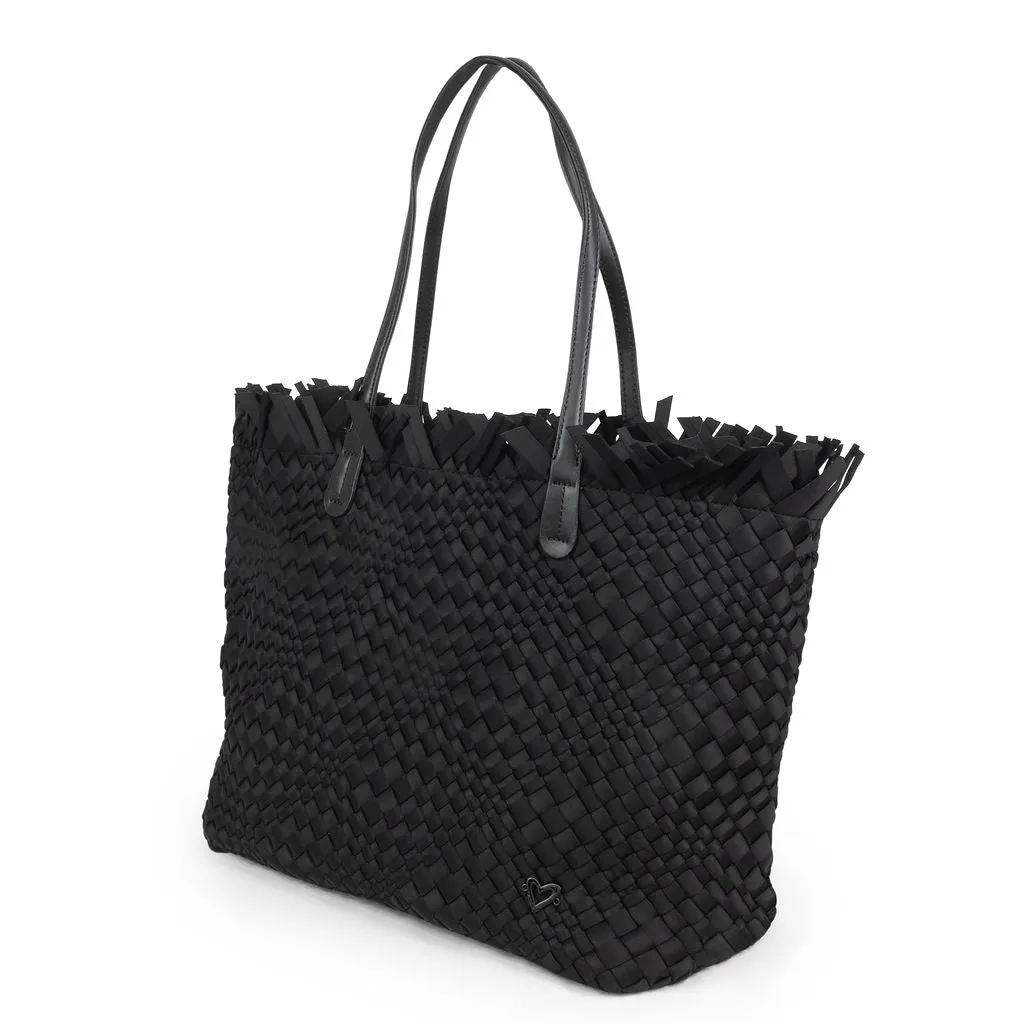 NEW Vulcan Woven Large Tote (Fringed Top) - Black