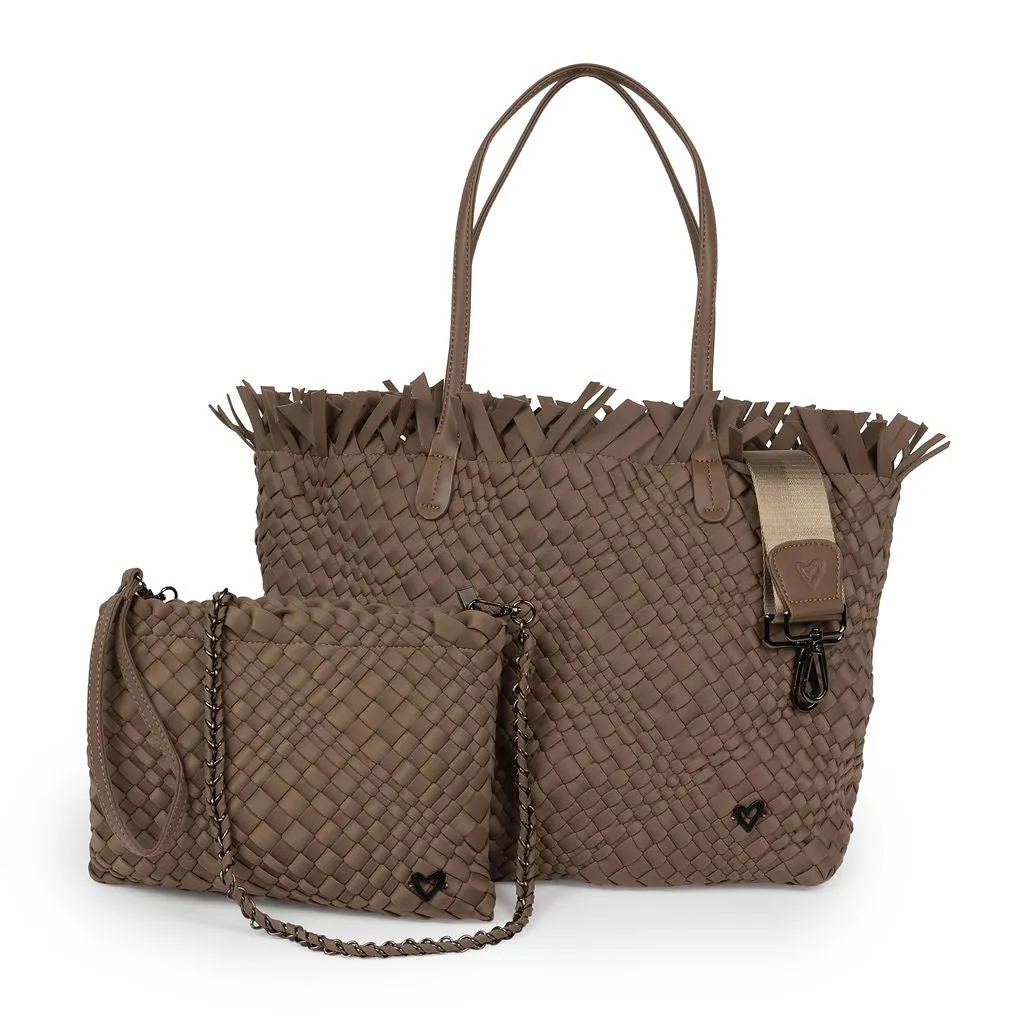 NEW Vulcan Woven Large Tote (Fringed Top) - Buff