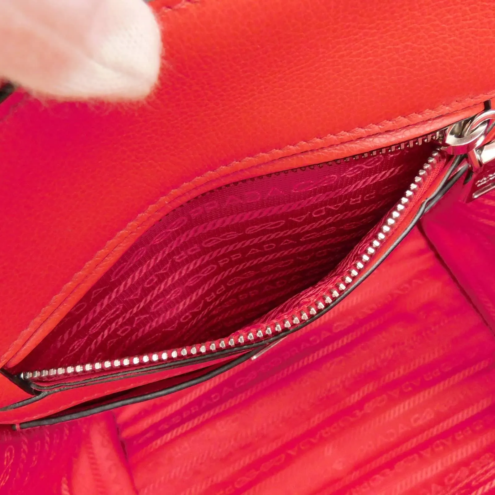 Prada Double Zip Handbag Mini Red