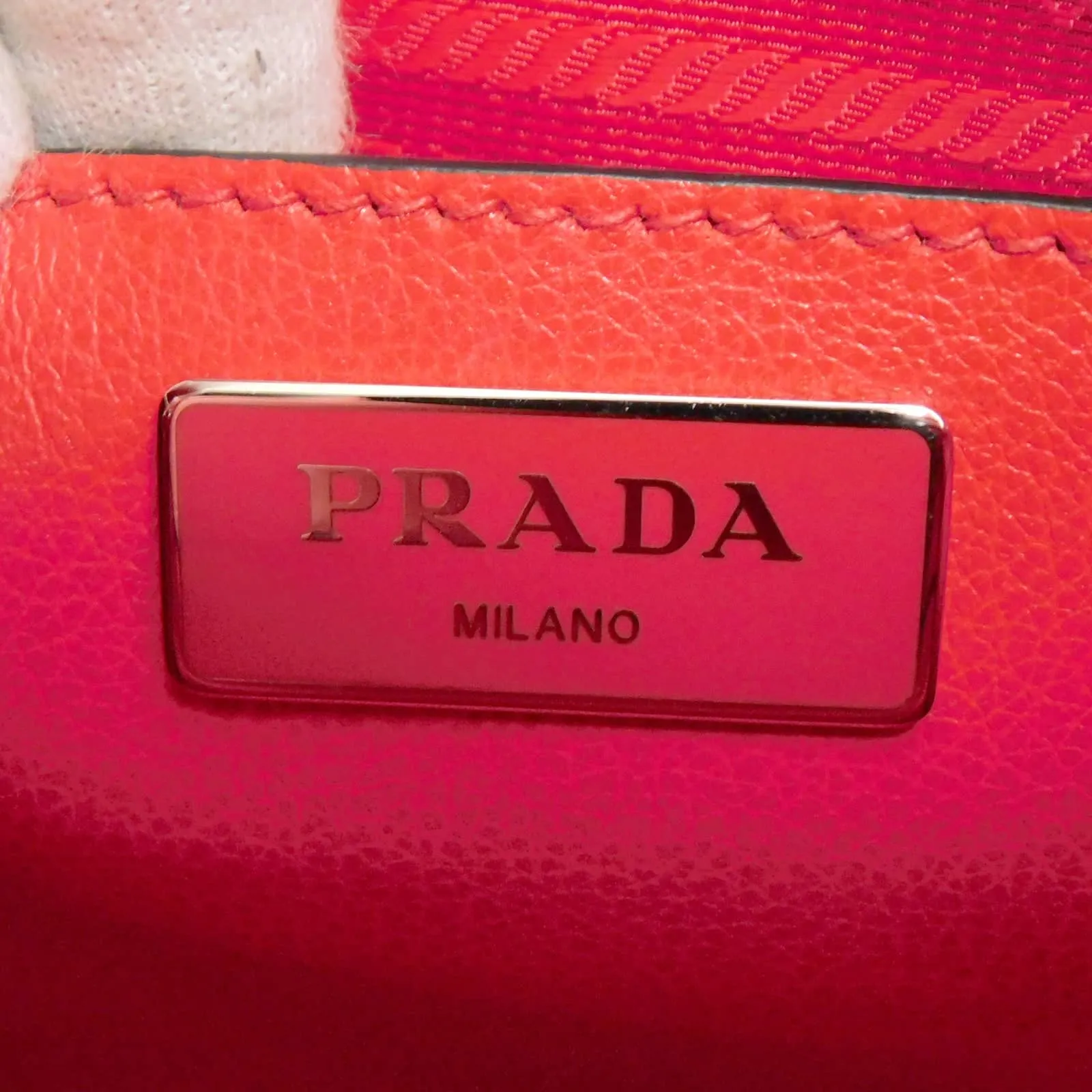 Prada Double Zip Handbag Mini Red