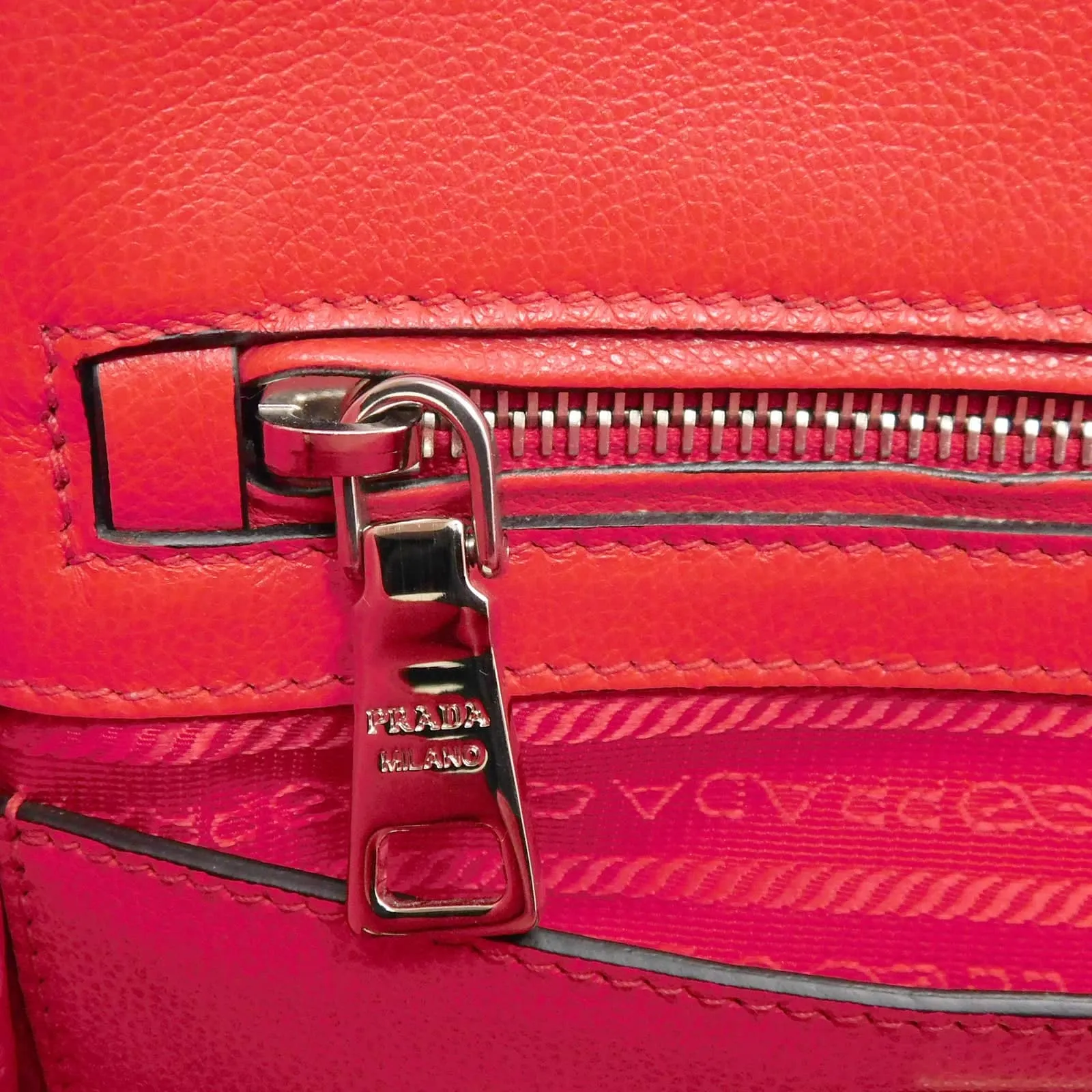 Prada Double Zip Handbag Mini Red