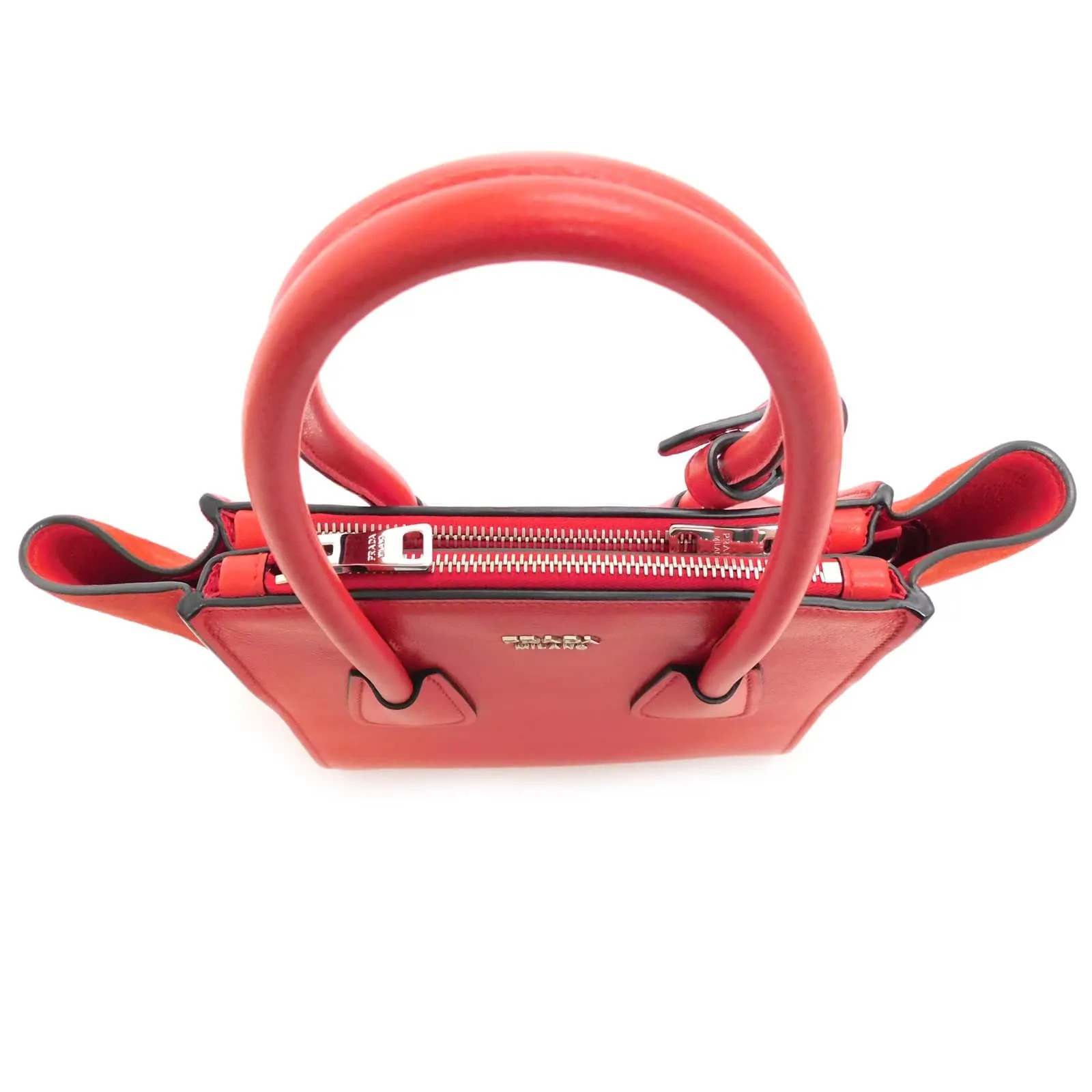 Prada Double Zip Handbag Mini Red