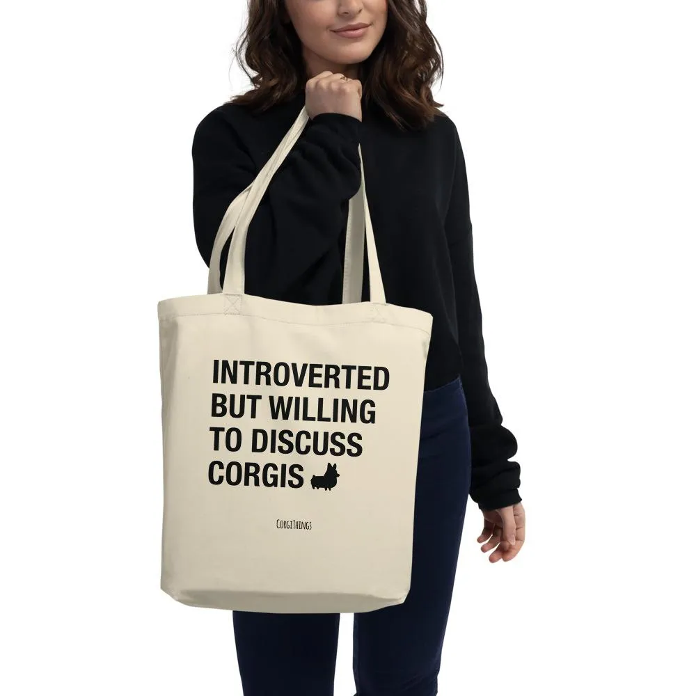 "Introverted" Corgi Canvas Tote Bag