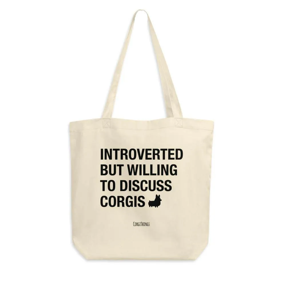 "Introverted" Corgi Canvas Tote Bag