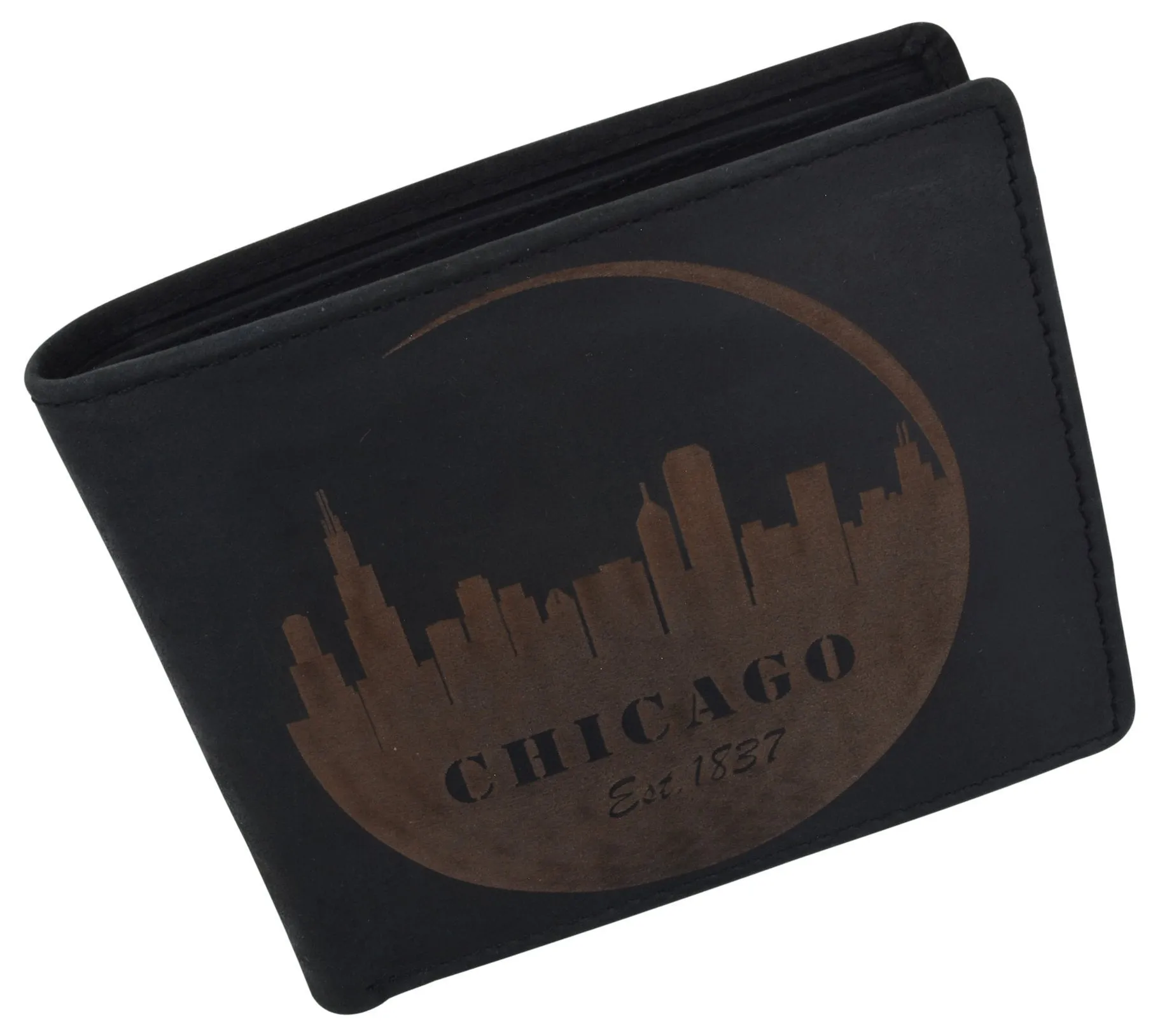 RFID Rustic Men Wallet-Chicago Design Craft Stamp