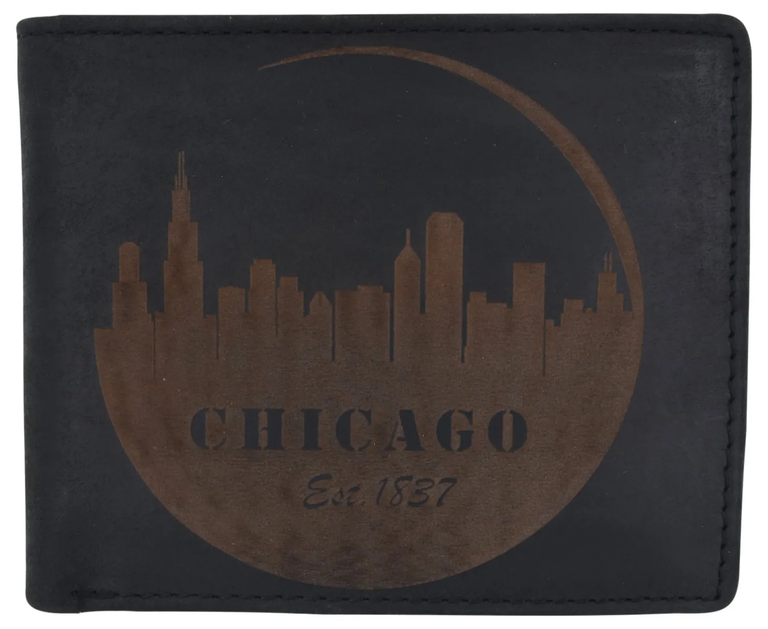 RFID Rustic Men Wallet-Chicago Design Craft Stamp