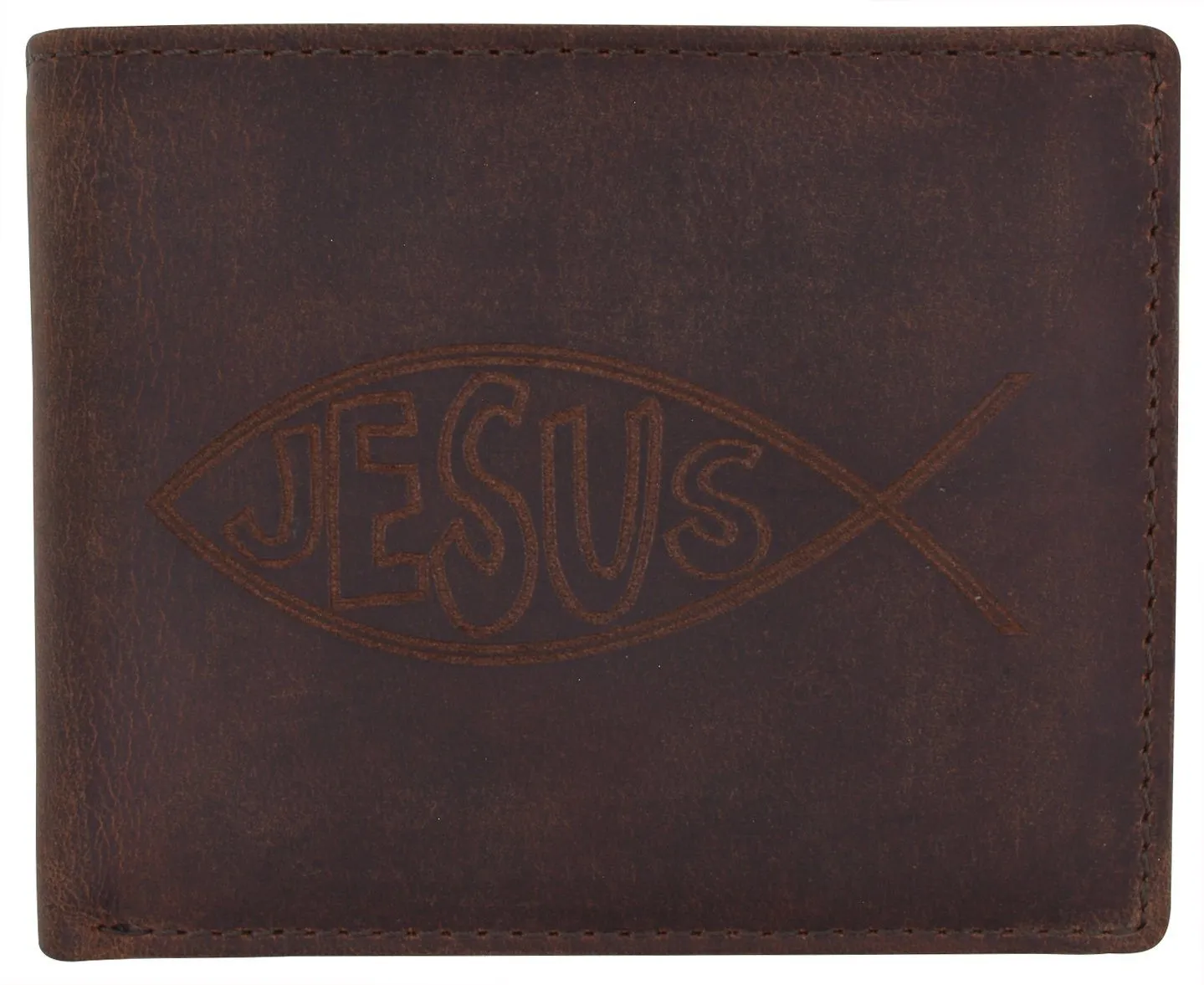 RFID Rustic Men Wallet-Jesus Design Craft Stamp