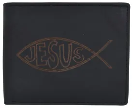 RFID Rustic Men Wallet-Jesus Design Craft Stamp